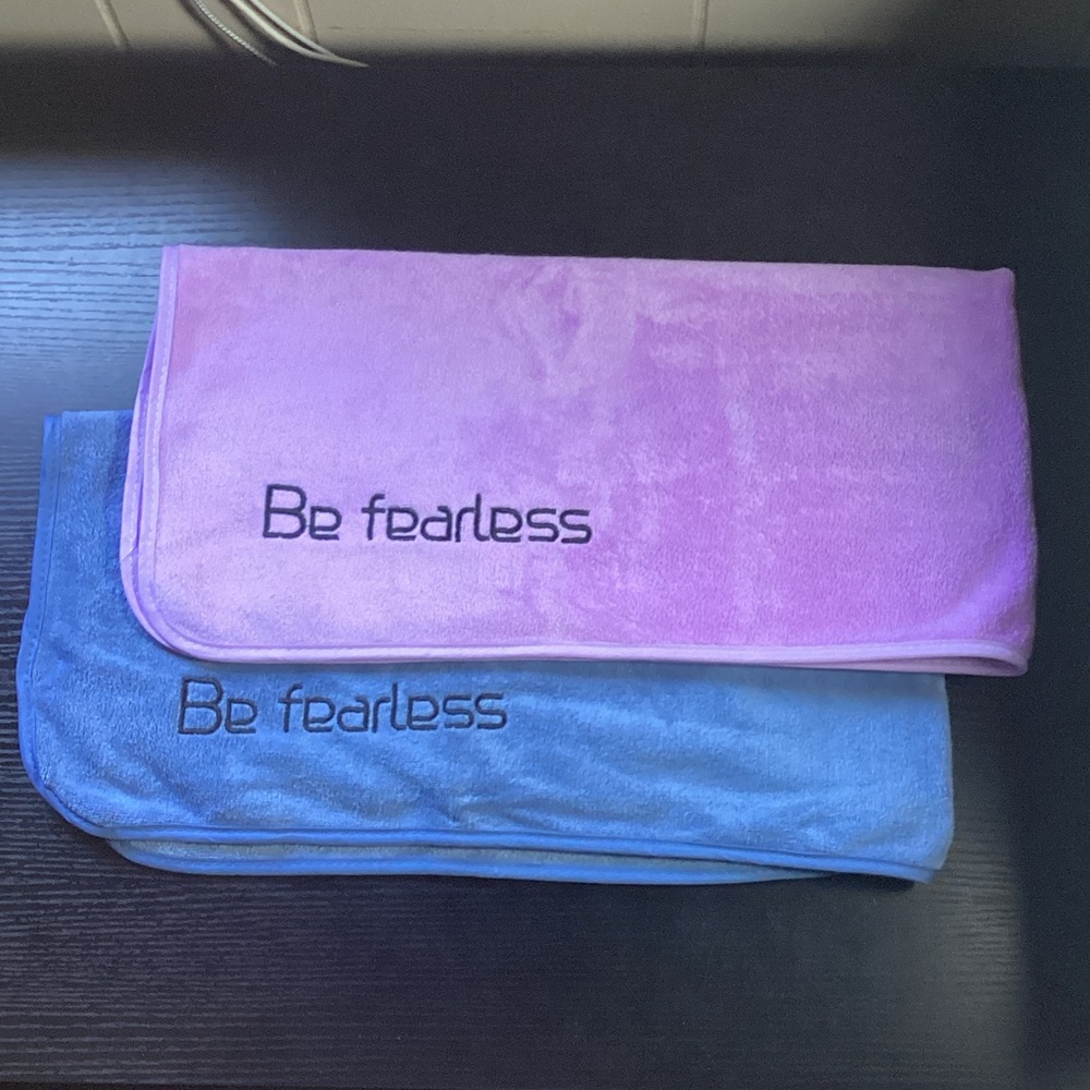 Purple and Blue  'Be Fearless' Microfiber Towel Set
